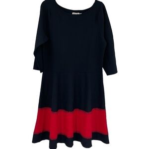 Eliza J Dress Size 1X Fit And Flare A Line Stretch Knit Boat Neck Black Red